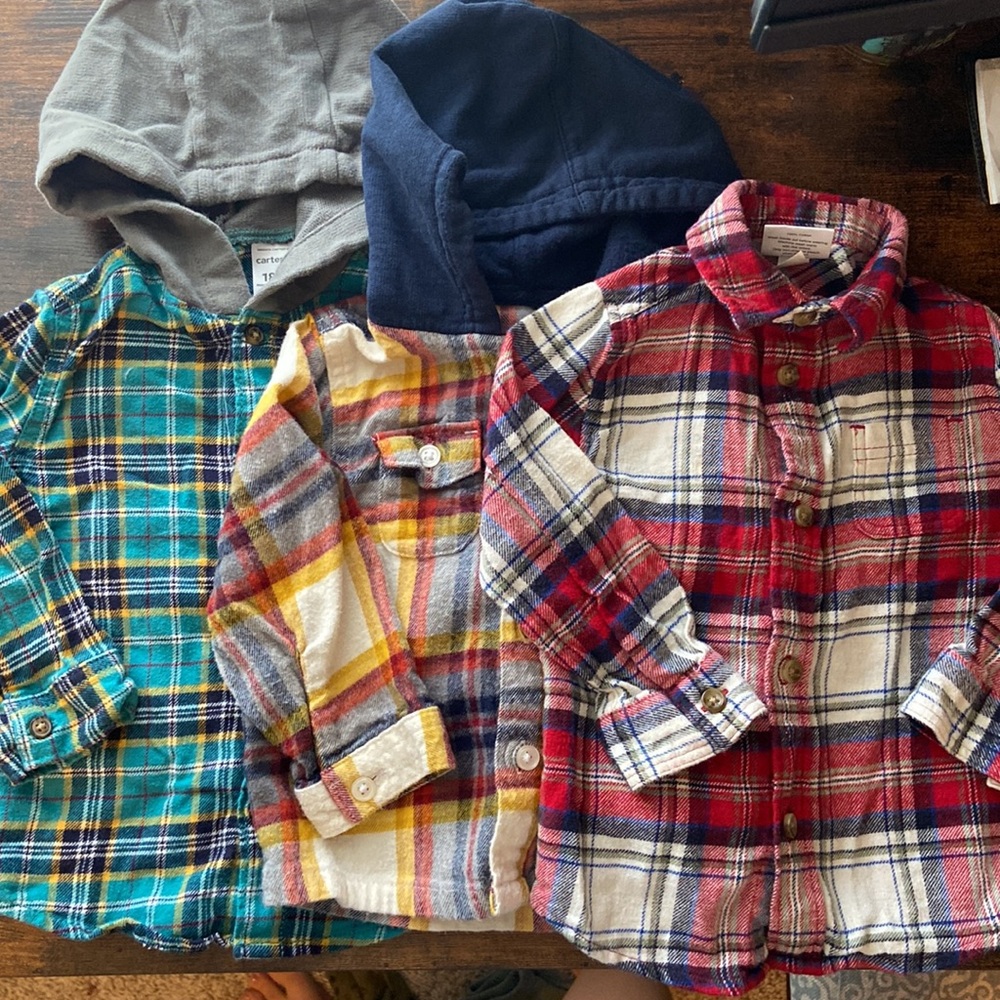 Bundle of Toddler Boys 18m Flannel Button Down Shirts